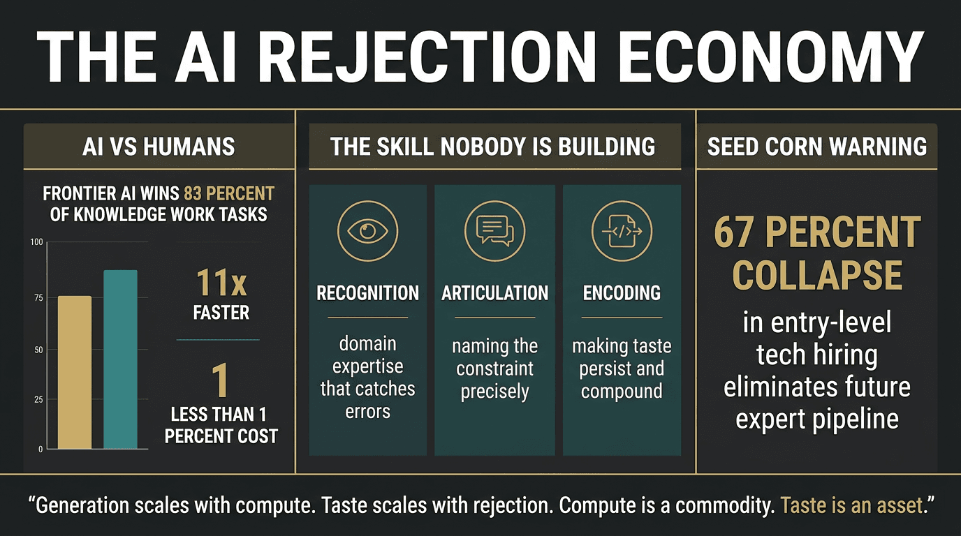 Your prompts are disposable. Your rejections compound. Here's the skill nobody is developing (+ the guide kit to start)