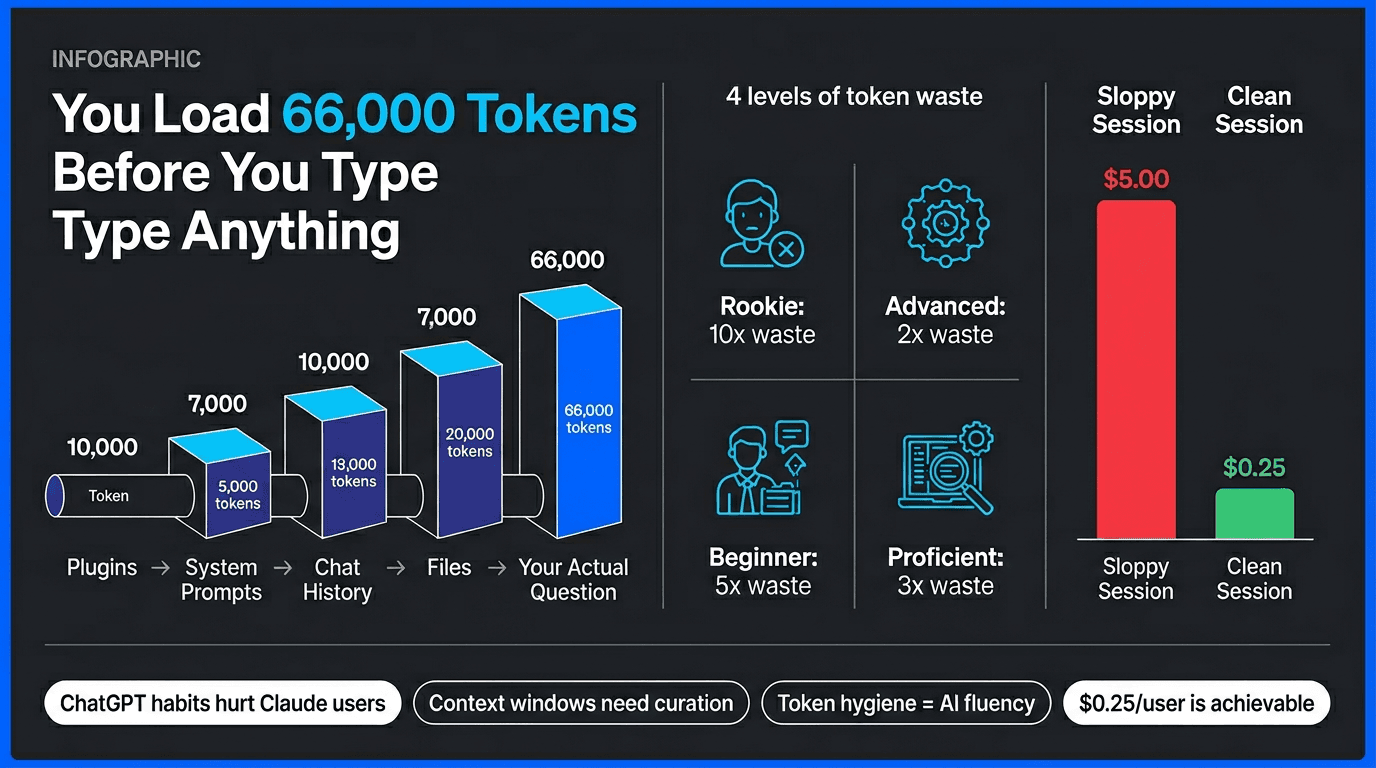 You're Loading 66,000 Tokens of Plugins Before You Even Type. That's Why Your Limit Disappears.